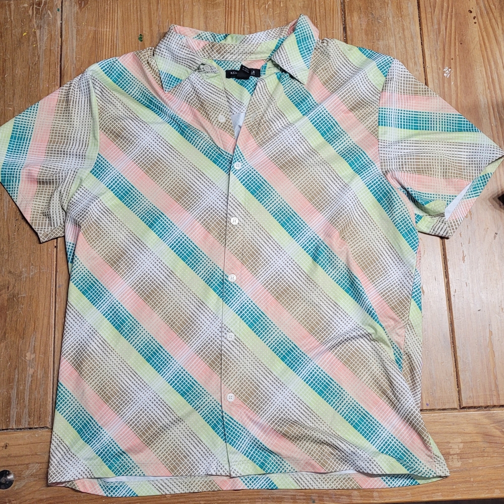 Kenneth Cole New York Pastel Plaid Button Down Shirt